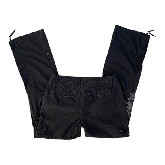 Vintage Black Cargo Pants With embroidery | Women’s Size 6 / Medium - Picture 2 of 8